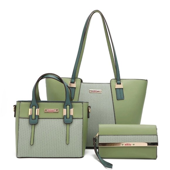 Nikky Bessie 3-Piece Shopper Bag Set NK12313 Soft Green - Picture 1 of 12